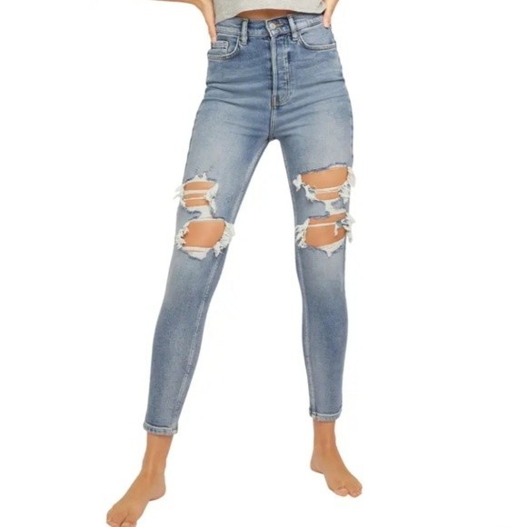 NWT Free People Phoenix High Waisted Distressed Jeans- 24 - Picture 1 of 9